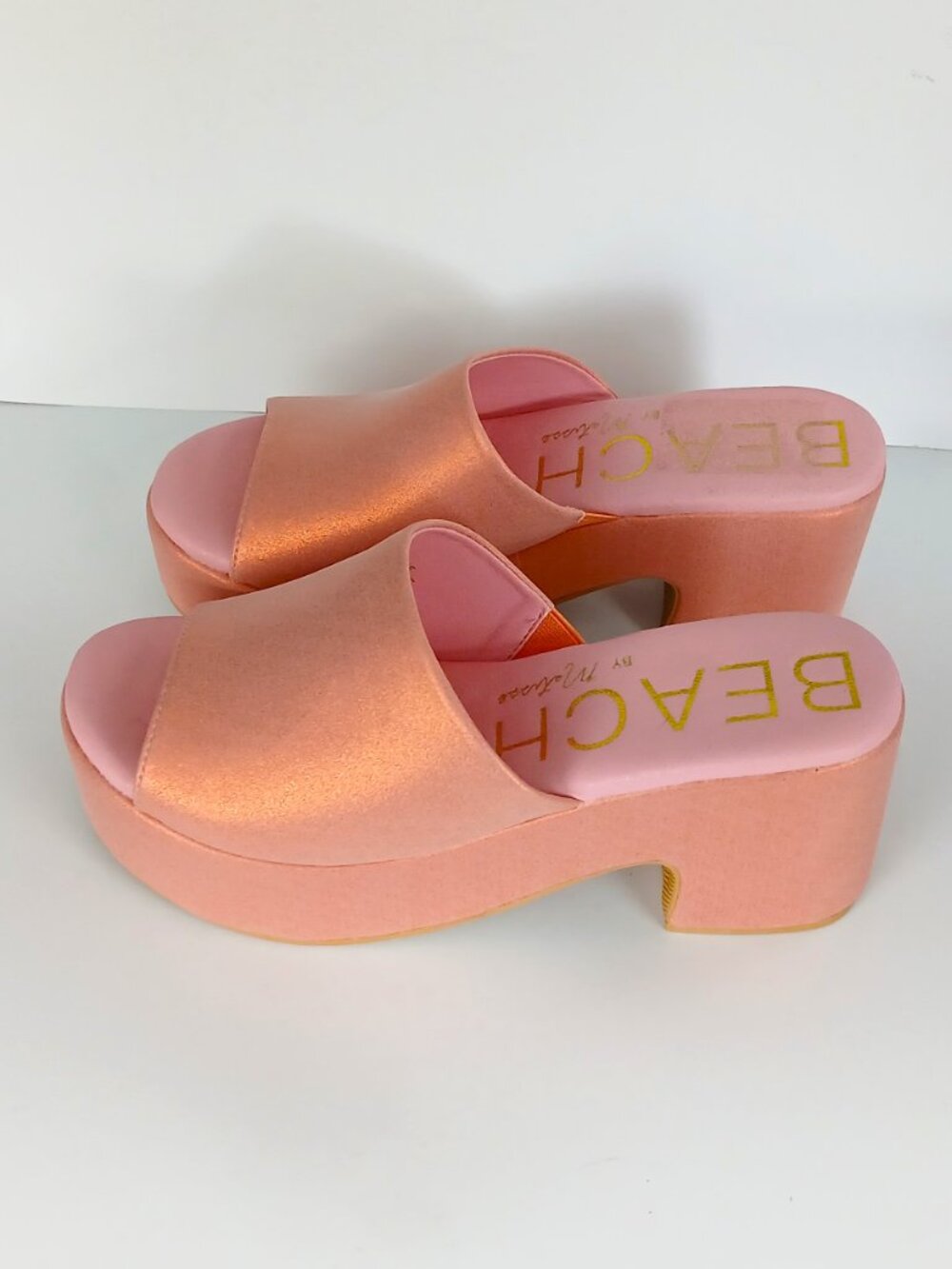 Beach By Matisse Shimmering Coral/Pink Platform Sandals, Size 8, New - Picture 3 of 11